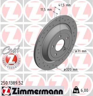 Гальмівний диск ZIMMERMANN 250138952