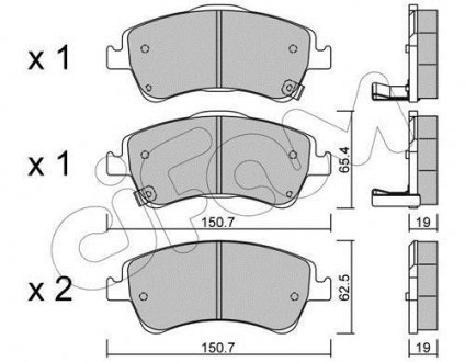 Гальмівні колодки перед. Toyota Auris 07-12 (bosch) (150,8x62,5x19,5) CIFAM 8227950 (фото 1)