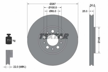 Гальмівний диск TEXTAR 92106605
