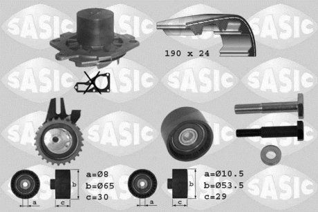 Насос води + комплект зубчатого ремня SASIC 3906004