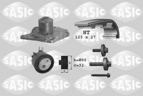 Насос води + комплект зубчатого ремня SASIC 3904003