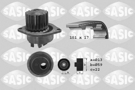 Насос води + комплект зубчатого ремня SASIC 3900019