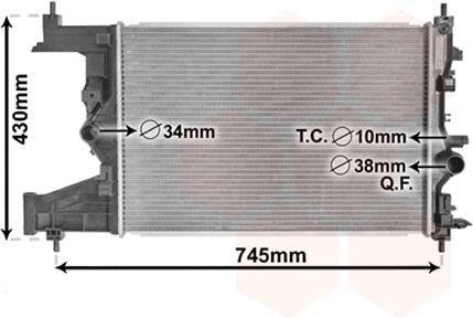 Радиатор охлаждения CHEVROLET CRUZE/ ASTRA J 14i/16i MT 09- VAN WEZEL 37002484 (фото 1)