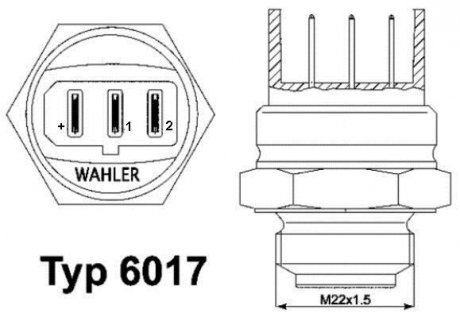 Термовимикач вентилятора радіатора. Термовимикач вентилятора радіатора WAHLER 601785D (фото 1)
