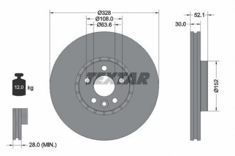 Гальмівний диск TEXTAR 92196305 (фото 1)