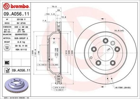 Гальмівний диск BREMBO 09A05611