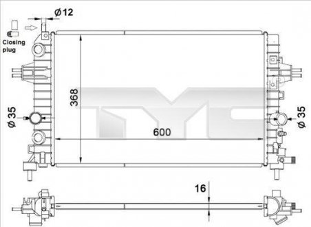 CHгODNICA WODY OPEL ASTRA H/ZAFIRA B 1,6/1,8 04- 725-0036 TYC 7250036