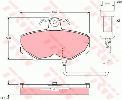 Гальмівні колодки, дискове гальмо (набір) TRW GDB471