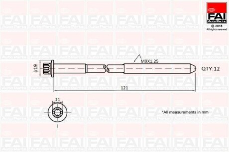 Болт ГБЦ к-кт OPEL ASTRA 1.4 09-20, INSIGNIA 1.4 11-17, ZAFIRA 1.4 11- CHEVROLET CRUZE 1.4 11- FAI B1630