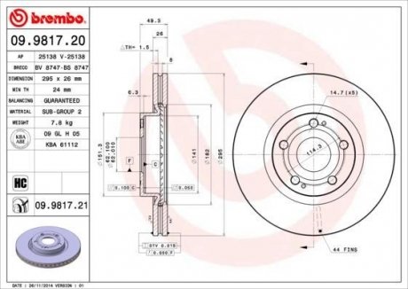 Гальмівний диск BREMBO 09981720