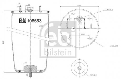 Подушка амортизуюча 3138 N P01 (без стакану) FEBI BILSTEIN 106563