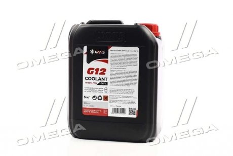 Антифриз RED G12+ Сoolant Ready-Mix -36°C <> (червоний) (Каністра 5кг) AXXIS AX-P999-G12R RDM5 (фото 1)