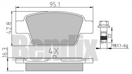 КОЛОДКИ ТОРМОЗНЫЕ FIAT STILO 01> ЗАД БЕЗ ДАТЧИКА Bendix 510410