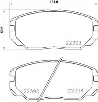 Колодки гальмівні (передні) Hyundai Sonata/Elantra 01-11/ix20 10-/Tucson/Kia Sportage/Carens 04- HELLA 8DB355024891