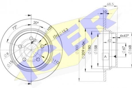 Диск гальмівний (задній) MB E-class (W211/W212/S211/S212) 02-17 (300x10) (з покр.) (повний) ICER 78BD04132