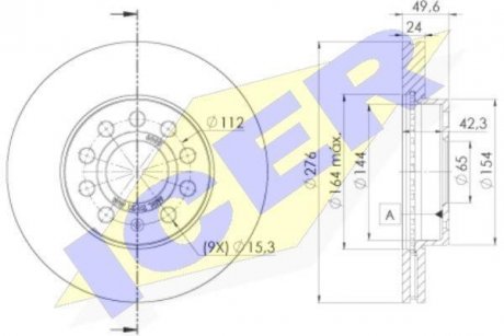 Диск гальмівний (передній) VW Golf VII 12- (276x23.5) ICER 78BD60952