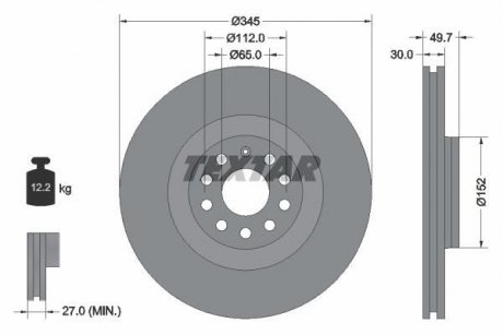 Гальмівний диск TEXTAR 92120605 (фото 1)