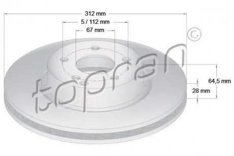 Гальмівний диск TOPRAN / HANS PRIES 401053 (фото 1)