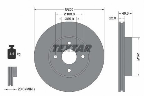 Гальмівний диск TEXTAR 92226300 (фото 1)