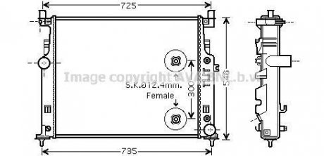 Радіатор, охолодження двигуна AVA COOLING MS2458
