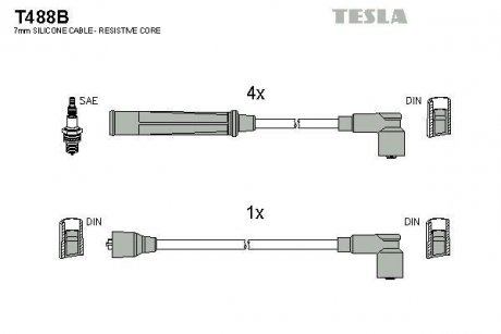 Дроти запалення, набір TESLA T488B