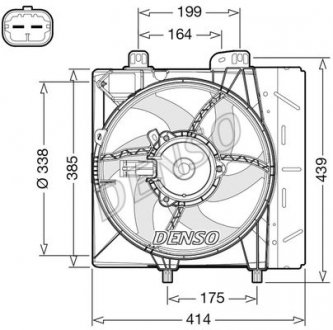 Вентилятор радіатора Citroen C2/C3 1.1-1.6 02-/Peugeot 1007/207/208 1.0-1.6 05- (з дифузором) DENSO DER07011