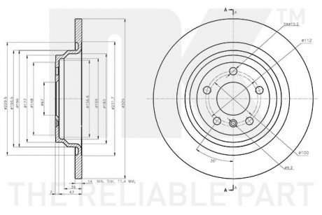 Диск гальмівний (задній) MB M-class (W166) 11-15/GLE (W166) 15- (325x14) PRO+ NK 3133146