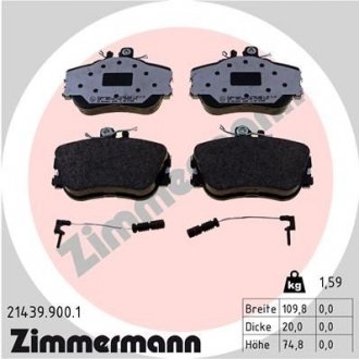 Колодки гальмівні (передні) MB C-class (W202) 93-00 ZIMMERMANN 214399001 (фото 1)