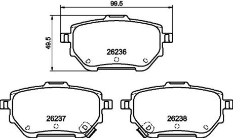 Гальмівні колодки TOYOTA Corolla E21 "F "19>> Nisshinbo NP1141 (фото 1)