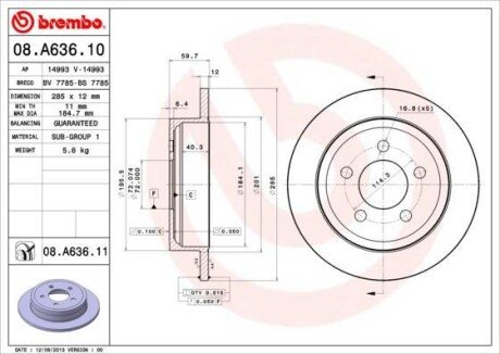 Гальмівний диск BREMBO 08A63610