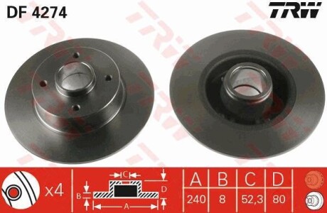 Гальмівний диск TRW DF4274