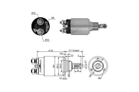 Втягуюче реле BO-12V, CG236645, 12V- до S1376 (0001230002.001230018) ZM ZM1653
