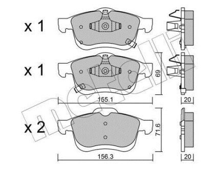 Колодки гальмівні (задні) Ford Mondeo/Galaxy/Kuga 12-/Ford USA Fusion/Escape 05- (Teves) METELLI 2208242