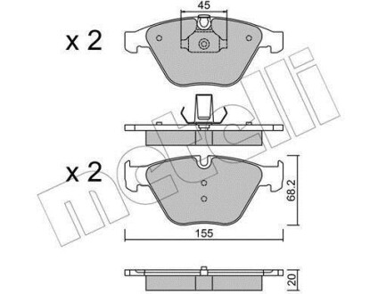 Колодки гальмівні (передні) BMW 3 (E90-E92)/ X1 (E84) 04-15 (Teves) METELLI 2205588 (фото 1)