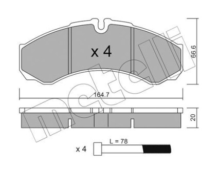 Комплект гальмівних колодок (дискових) METELLI 22-0212-1