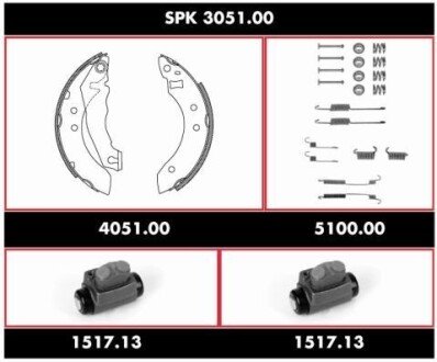 Комплект тормозов, барабанный тормозной механизм ROADHOUSE SPK305100