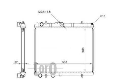 Радіатор охолодження двигуна CN C4(04-)1.6 HDI DEPO 009-017-0045