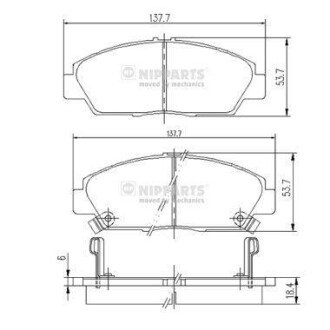 Гальмівні колодки, дискове гальмо (набір) NIPPARTS J3604037