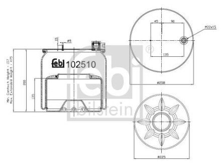 Пневмоподушка MERCEDES ACTROS MP4 / MP5 07.11- FEBI BILSTEIN 102510