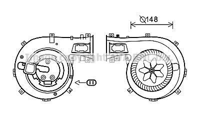 Вентилятор салону FIAT CROMA, CROMA/KOMBI, OPEL SIGNUM, VECTRA C, VECTRA C GTS, SAAB 9-3, 9-3X 1.6-3.2 04.02-02.15 AVA COOLING OL8630