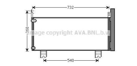 Конденсатор кондиціонера (з осушувачем) LEXUS RX 3.5H 09.12-10.15 AVA COOLING TO5660D