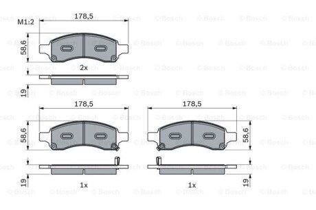 Комплект гальмівних колодок BOSCH 0986494966