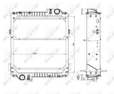Радіатор двигуна ((en) with frame), MASSEY FERGUSON 245, 255, 260, 445, 555, 5455, 6255, 6260, 6455 NRF 54073