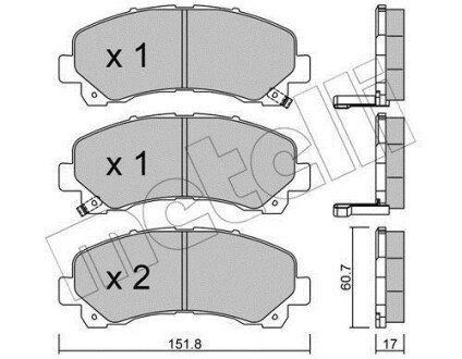 Комплект гальмівних колодок (дискових) METELLI 22-0902-0