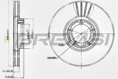 Гальмівний диск перед. Transit T15 91-00 (вент.) (270x24) (Заміна на CD6849V) BREMSI DBA849V