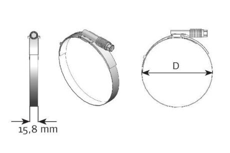 Хомут D=133-156 / L=15.8 mm, INOX Dinex 98878