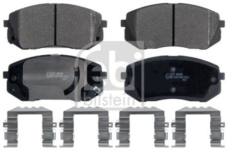 Комплект гальмівних колодок передн, HYUNDAI I40 I, I40 I CW, IX35, TUCSON, TUCSON/SUV, KIA OPTIMA, SOUL II, SPORTAGE III, SPORTAGE IV 1.6-2.4 08.09- FEBI BILSTEIN 116265