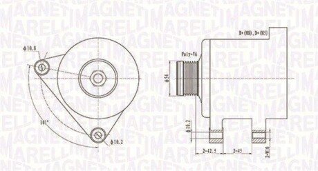 Генератор (12В, 150А) ALFA ROMEO GT, CITROEN C5 I, C8, EVASION, JUMPER I, JUMPER II, JUMPY I, XSARA, FIAT DUCATO, ULYSSE, LANCIA PHEDRA, PEUGEOT 206, 307, 406, 607, 806, 807, BOXER 1.6-2.2D 06.98- MAGNETI MARELLI 063731553010