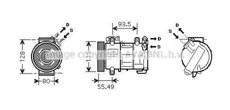 Компресор кондиціонера DS DS 4, DS 5, CITROEN BERLINGO, BERLINGO MULTISPACE, BERLINGO/MINIVAN, C4, C4 CACTUS, C4 GRAND PICASSO I, C4 I, C4 II, C4 PICASSO I, DS4, DS5, PEUGEOT 3008, 308 09.07- AVA COOLING PEAK315