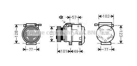 Компресор кондиціонера HYUNDAI COUPE II, ELANTRA III, TUCSON, KIA CARENS II, CARENS III, PICANTO I, SPORTAGE II 06.00-03.13 AVA COOLING HYAK222
